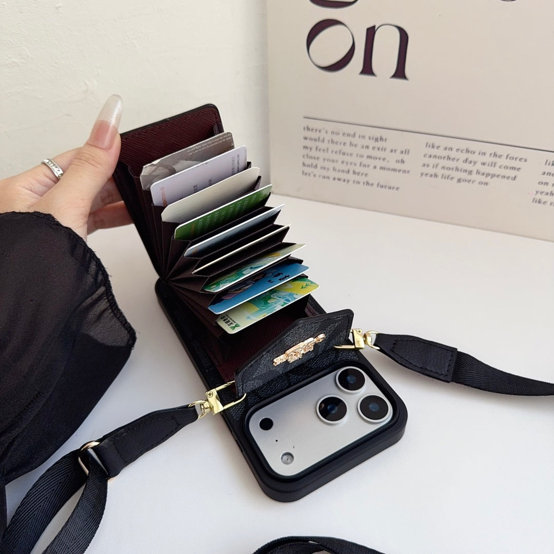 COAC/H Advanced leather iPhone Case With Card Wallet And Strap