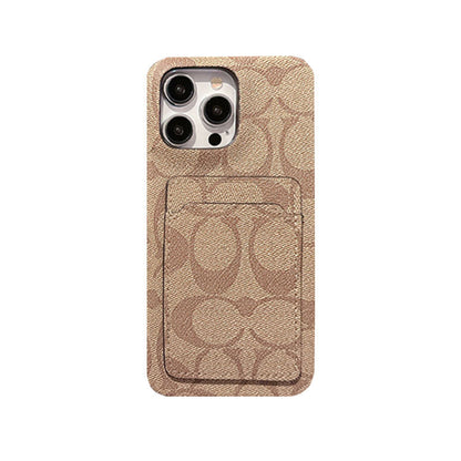 Classic Coach iPhone Case With Card Holder White -JQB240330 - Iphonecasehouse