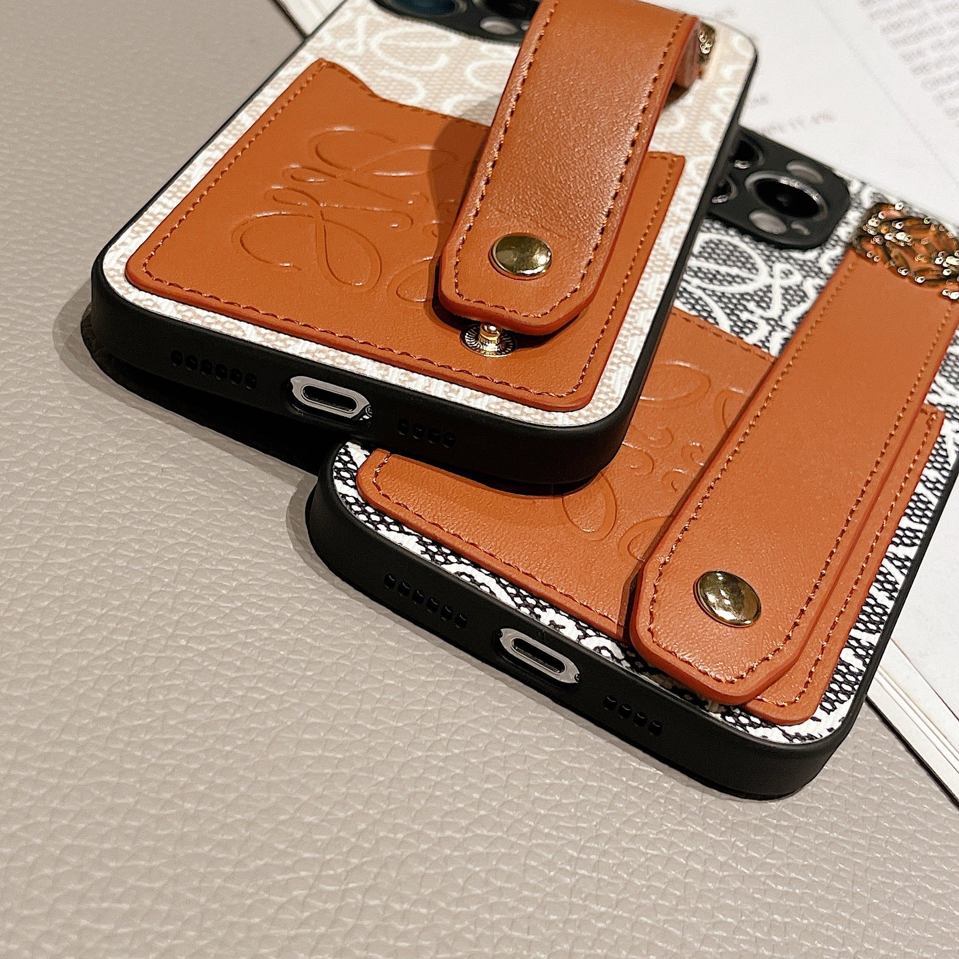 Leather Loewe iPhone Case Black-HDK231201 - Iphonecasehouse