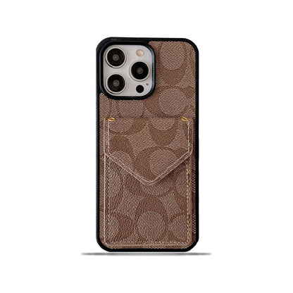 Coach iPhone Case With Card Holder And Strap Light Brown -SJ240513 - Iphonecasehouse