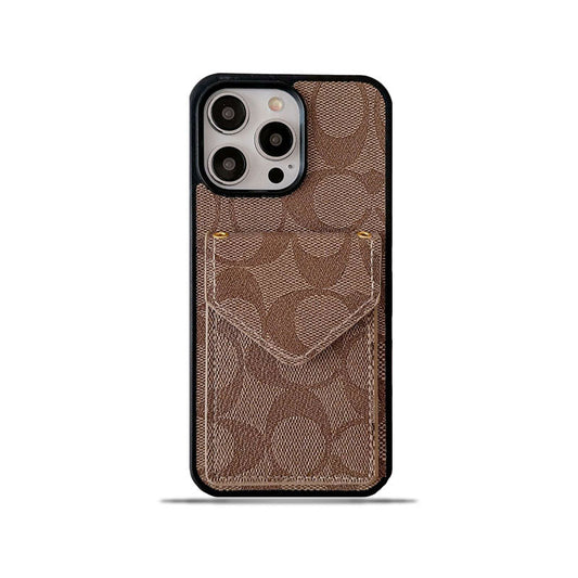 Coach iPhone Case With Card Holder And Strap Light Brown -SJ240513 - Iphonecasehouse