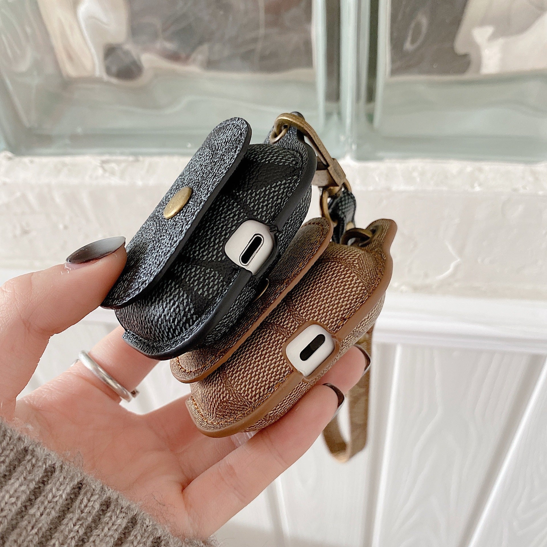 Leather Coach AirPods Pro Case Brown-CC231215 - Iphonecasehouse