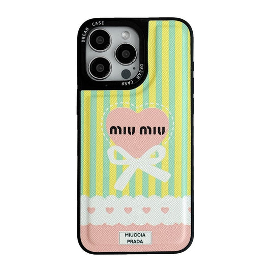 Miu Green & Pink Leather iPhone Case - Iphonecasehouse