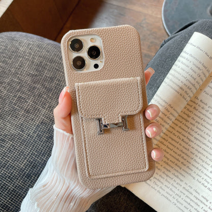 H Card Holder Leather iPhone Case - Iphonecasehouse