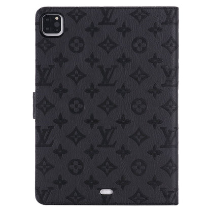 3D Embossed Canvas Monogram Holster Apple iPad Flip Cover With Stand Function - Iphonecasehouse