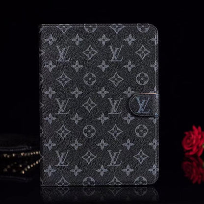 Luxury Canvas Monogram Leather Fresh Summer Theme Pattern Apple iPad case Black - Iphonecasehouse