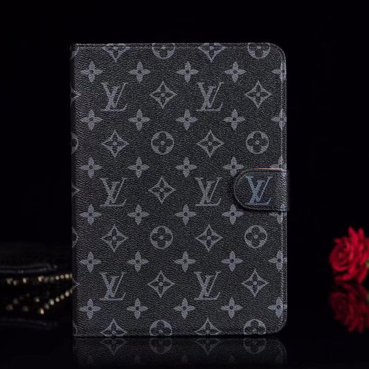 Luxury Canvas Monogram Leather Fresh Summer Theme Pattern Apple iPad case Black - Iphonecasehouse