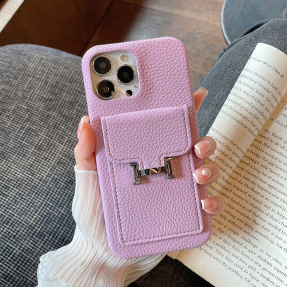 H Card Holder Leather iPhone Case - Iphonecasehouse