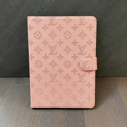 3D Embossed Canvas Monogram Holster Apple iPad Flip Cover With Stand Function - Iphonecasehouse