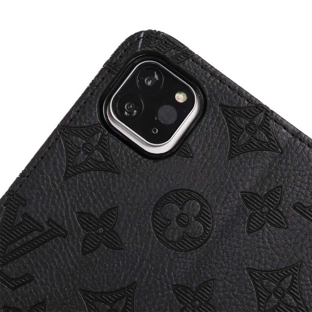 3D Embossed Canvas Monogram Holster Apple iPad Flip Cover With Stand Function - Iphonecasehouse