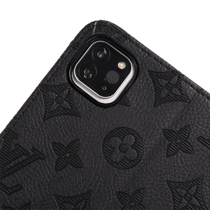 3D Embossed Canvas Monogram Holster Apple iPad Flip Cover With Stand Function - Iphonecasehouse