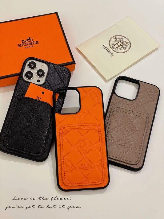 H Leather Card Holder iPhone Case - Iphonecasehouse