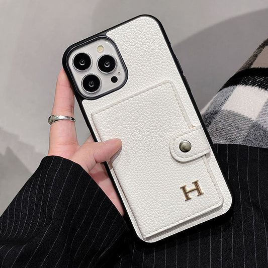 H Leather Card Holder iPhone Case - Iphonecasehouse