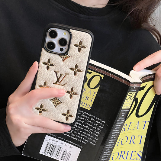 Lou Gold Leather iPhone Case - Iphonecasehouse
