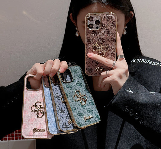 Gue Gold Logo Leather iPhone Case - Iphonecasehouse