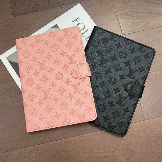 3D Embossed Canvas Monogram Holster Apple iPad Flip Cover With Stand Function - Iphonecasehouse