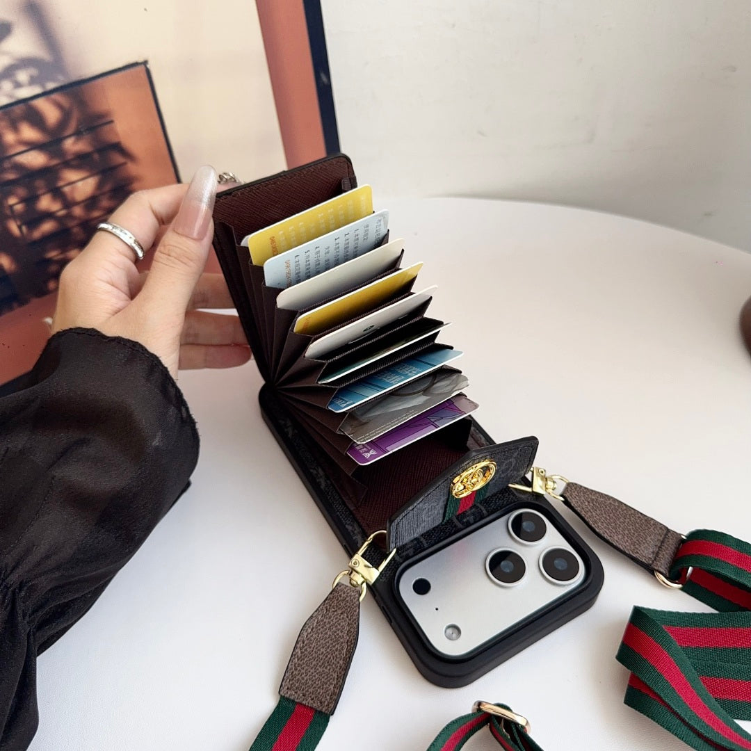 Iphone 17 Pro/Max/Air Advanced leather iPhone Case With Card Wallet And Strap