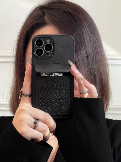 LOEWE iPhone Case With Card Holder Black-LZP241448 - Iphonecasehouse