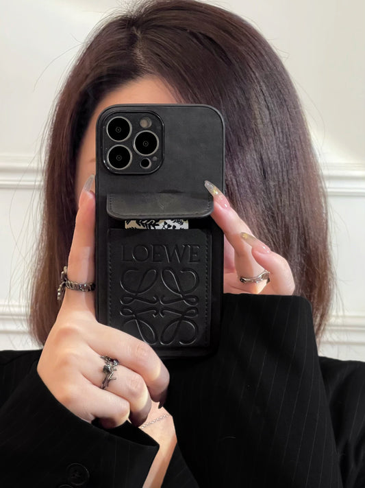 LOEWE iPhone Case With Card Holder Black-LZP241448 - Iphonecasehouse
