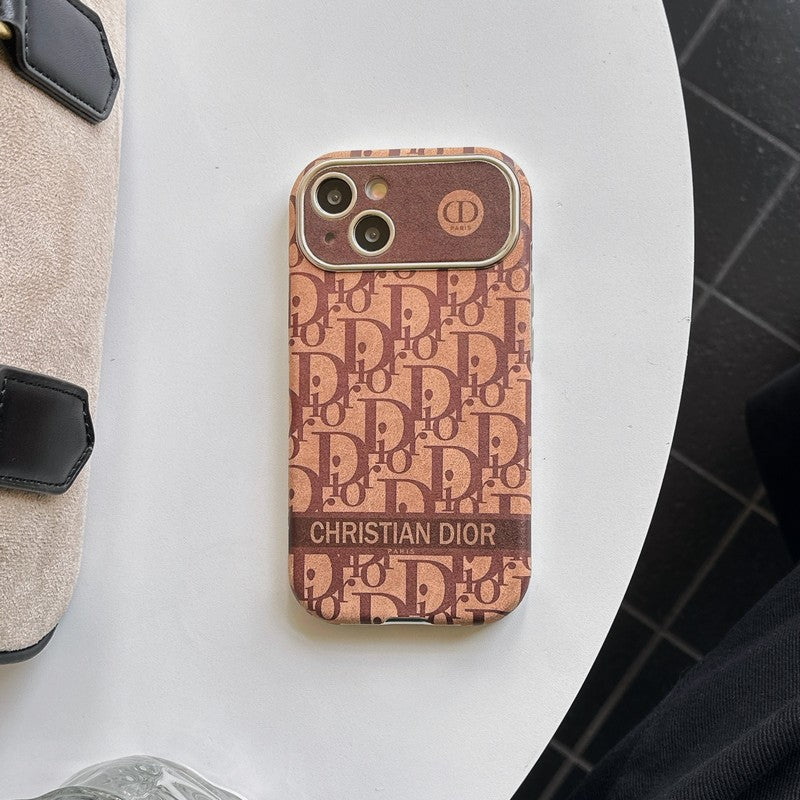 CD White & Brown Color Leather iPhone Case - Iphonecasehouse
