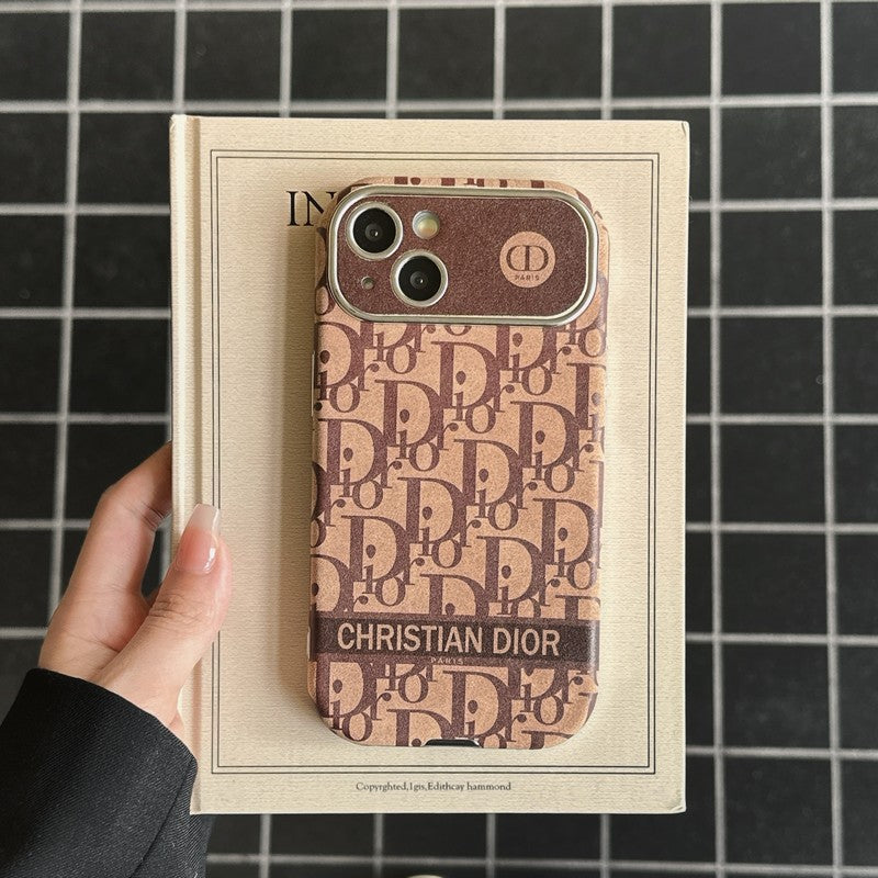 CD White & Brown Color Leather iPhone Case - Iphonecasehouse