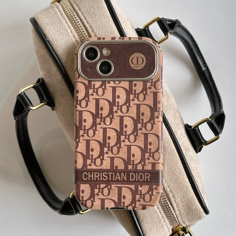 CD White & Brown Color Leather iPhone Case - Iphonecasehouse