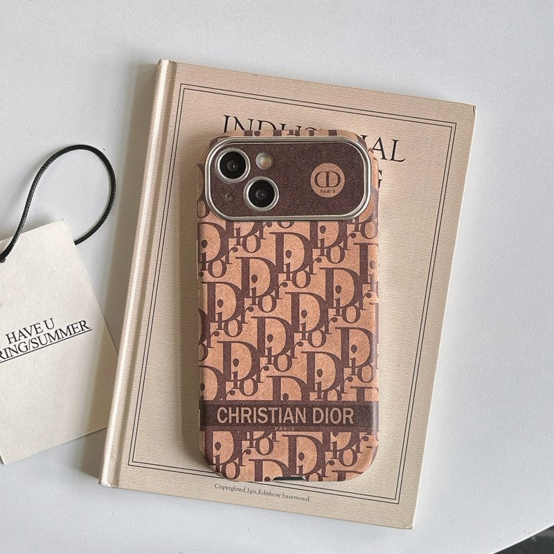 CD White & Brown Color Leather iPhone Case - Iphonecasehouse