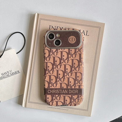 CD White & Brown Color Leather iPhone Case - Iphonecasehouse