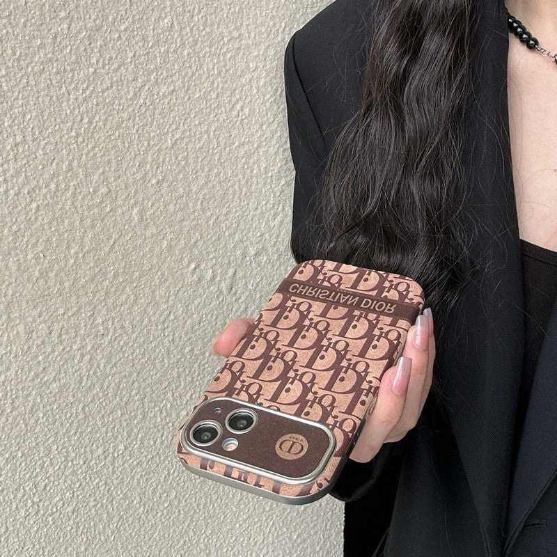 CD White & Brown Color Leather iPhone Case - Iphonecasehouse