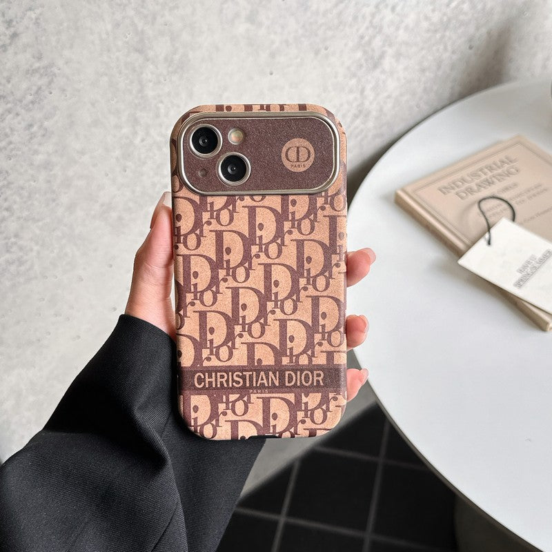 CD White & Brown Color Leather iPhone Case - Iphonecasehouse