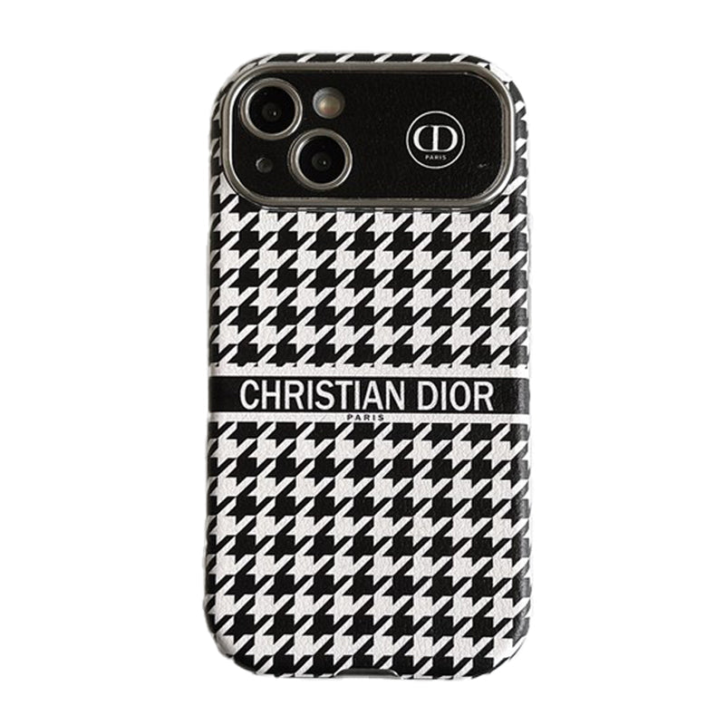 CD White & Brown Color Leather iPhone Case - Iphonecasehouse