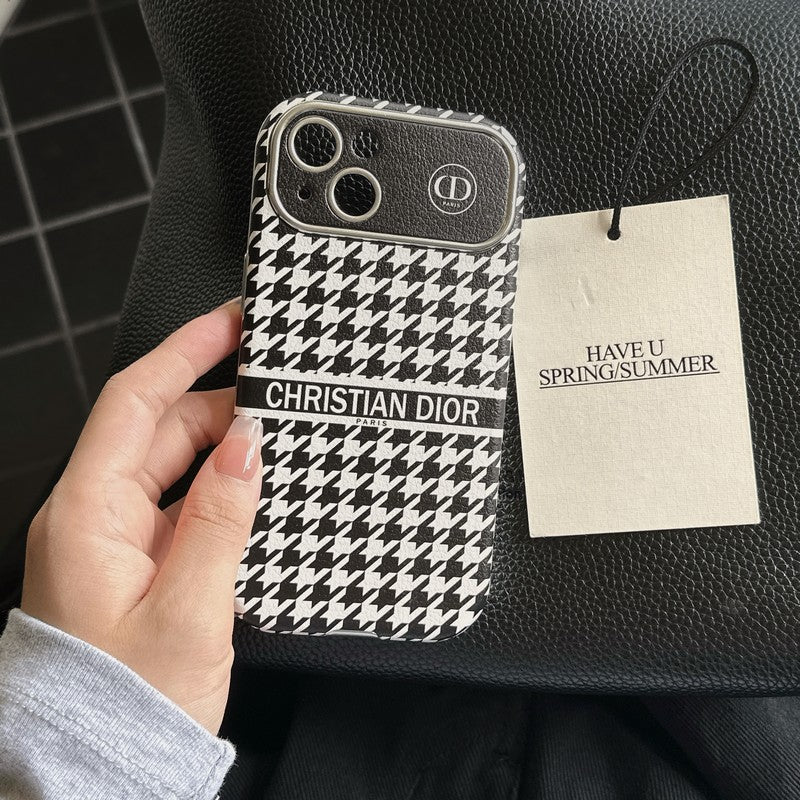 CD White & Brown Color Leather iPhone Case - Iphonecasehouse