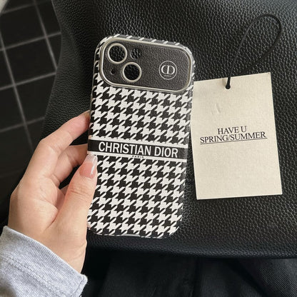 CD White & Brown Color Leather iPhone Case - Iphonecasehouse