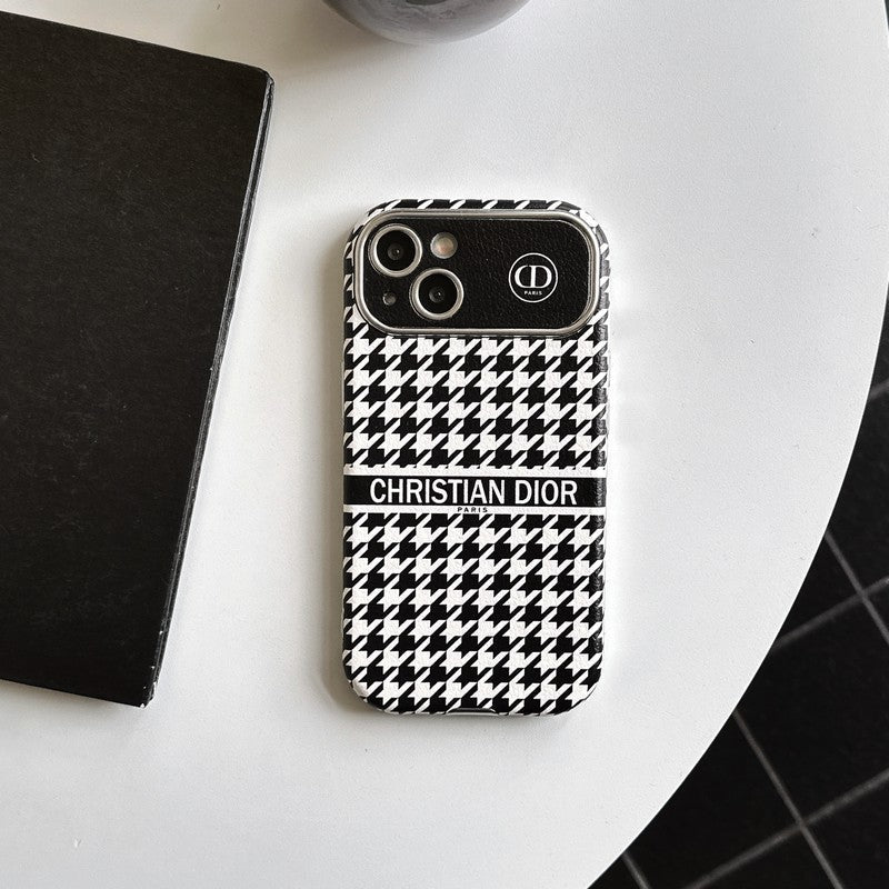 CD White & Brown Color Leather iPhone Case - Iphonecasehouse