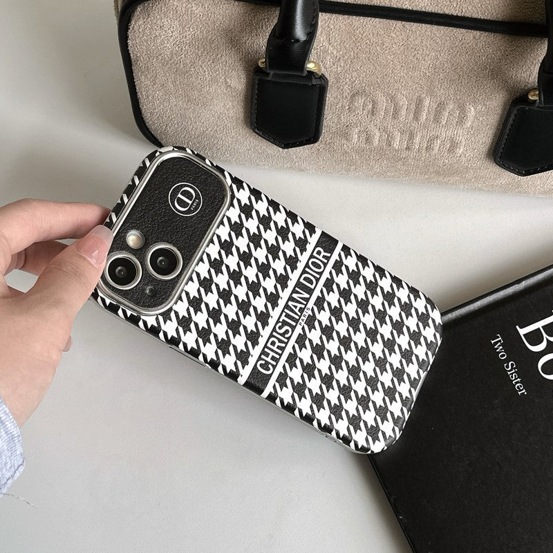 CD White & Brown Color Leather iPhone Case - Iphonecasehouse
