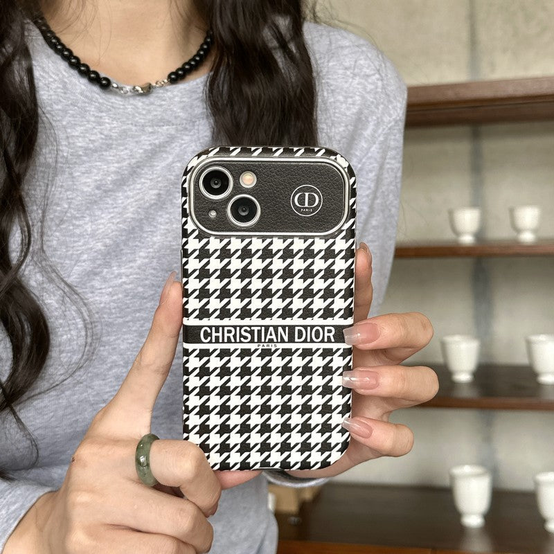 CD White & Brown Color Leather iPhone Case - Iphonecasehouse