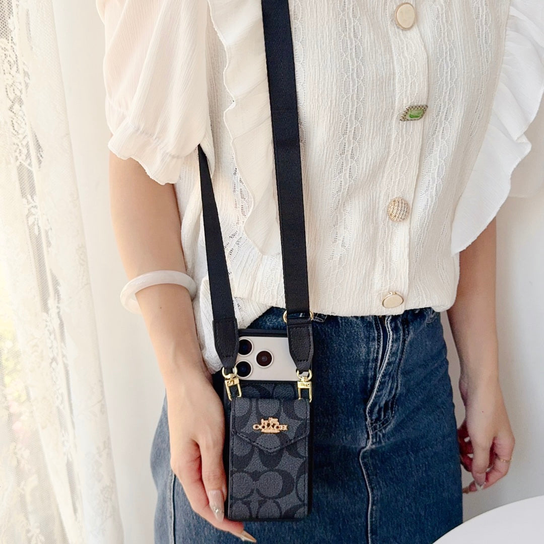 COAC/H Advanced leather iPhone Case With Card Wallet And Strap