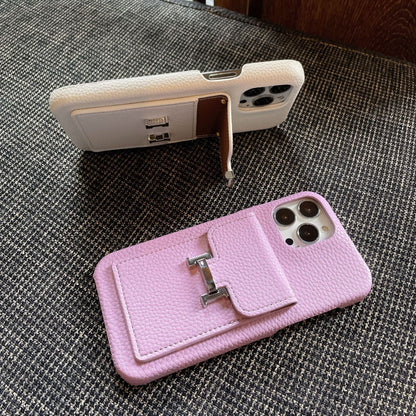 H Card Holder Leather iPhone Case - Iphonecasehouse