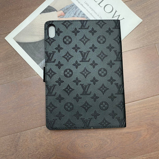 3D Embossed Canvas Monogram Holster Apple iPad Flip Cover With Stand Function - Iphonecasehouse
