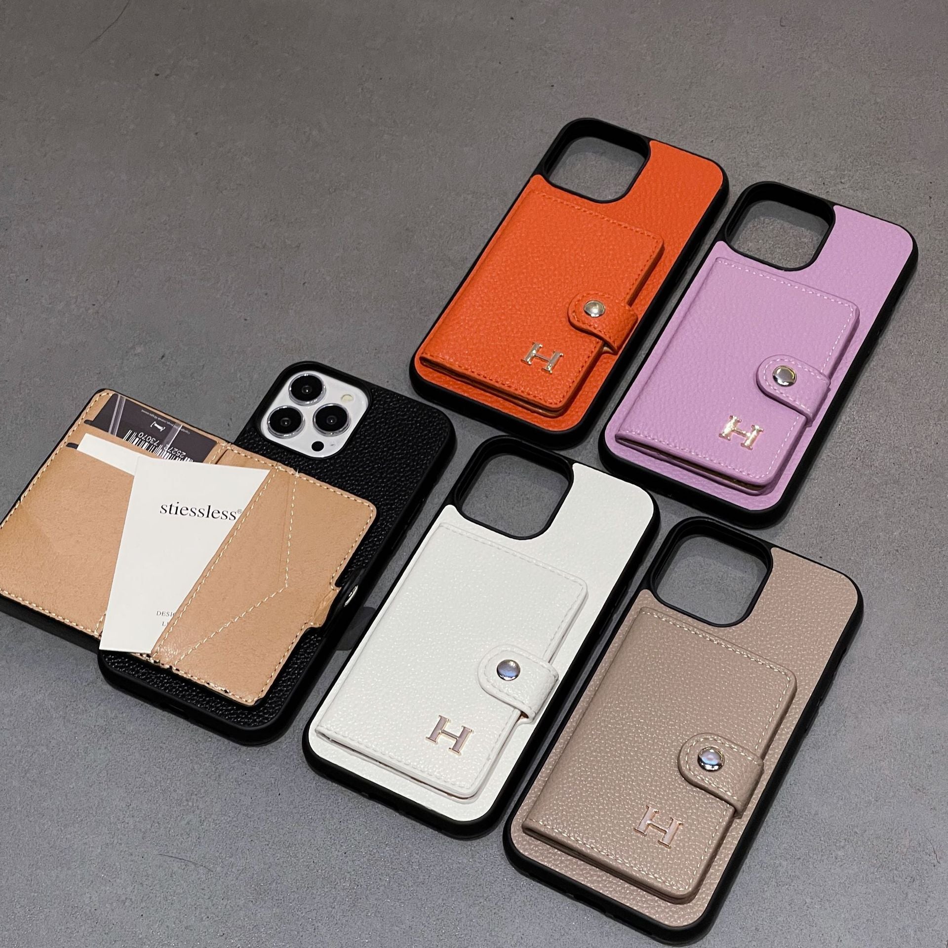H Leather Card Holder iPhone Case - Iphonecasehouse