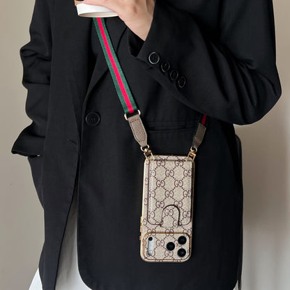 Advanced leather iPhone Case Luxury With Card Wallet And Strap