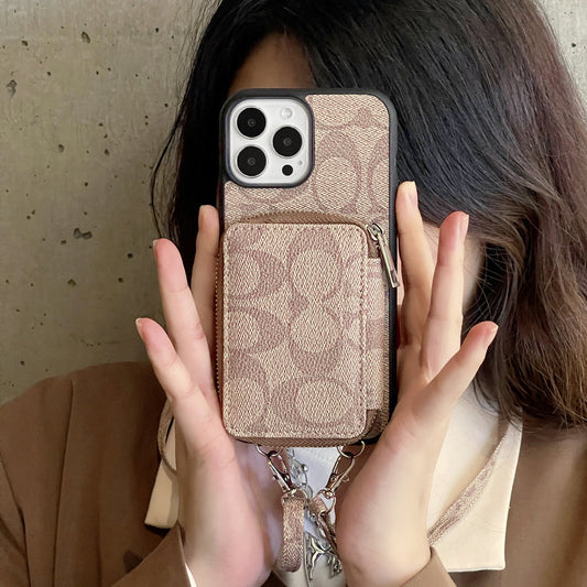 Coach iPhone Case With Wallet Coffee-LQB241412 - Iphonecasehouse