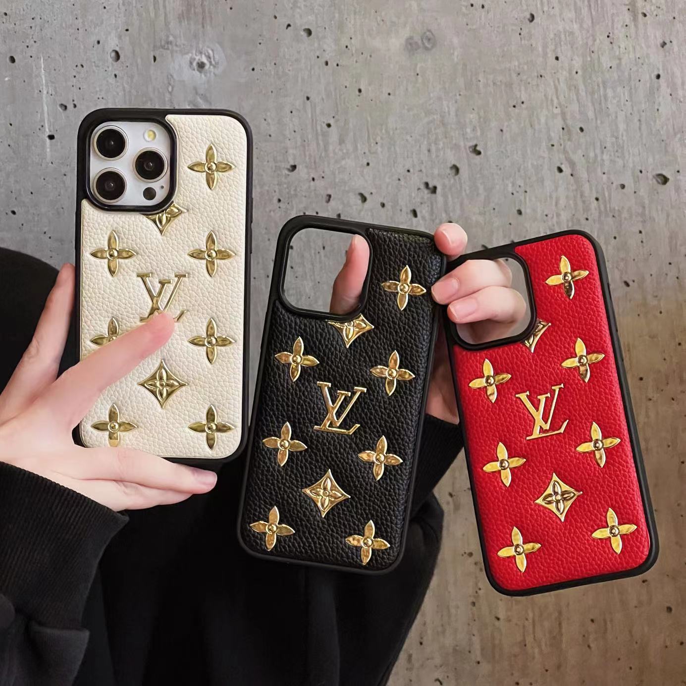 Lou Gold Leather iPhone Case - Iphonecasehouse