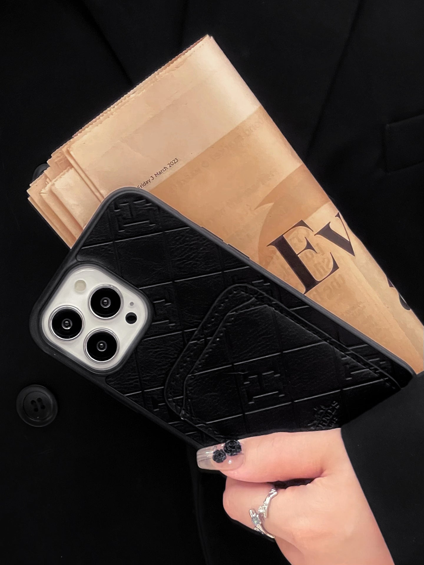 H Leather Card Holder iPhone Case - Iphonecasehouse
