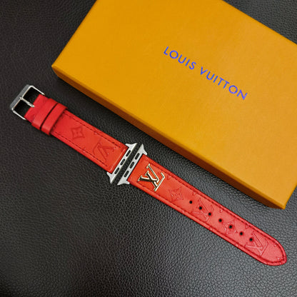 BAND METAL LOGO 3D EMBOSSED MONOGRAM LEATHER APPLE WATCH - Iphonecasehouse