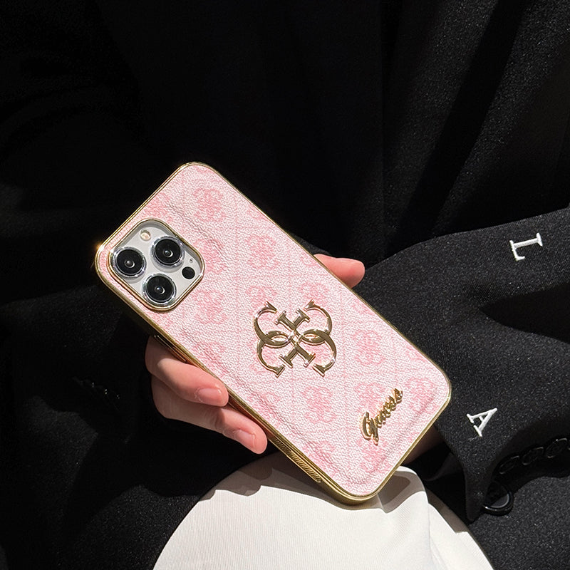 Gue Gold Logo Leather iPhone Case - Iphonecasehouse