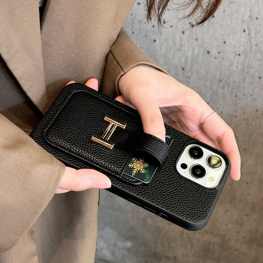 H Card Holder Leather iPhone Case - Iphonecasehouse