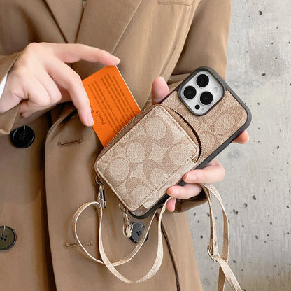 Coach iPhone Case With Wallet Coffee-LQB241412 - Iphonecasehouse