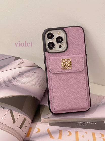 LOEWE iPhone Case With Card Holder Black-QBK240603 - Iphonecasehouse