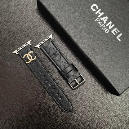 Luxury Gold Monogram 3D Embossed Leather Apple Watch Strap - Iphonecasehouse